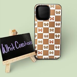 Brown and White Checkered Phone Case